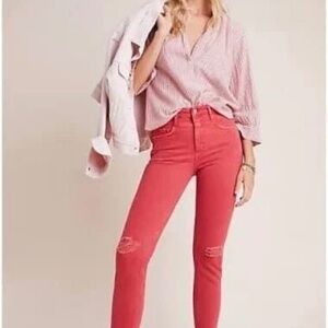 NWT pilcro Anthropologie high rise jeans slim red $128 27